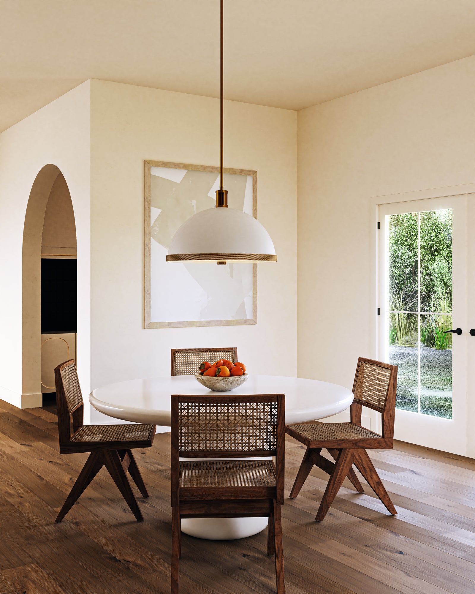 Doral 24-in Matte White/Vintage Brass 3 Lights Pendant
