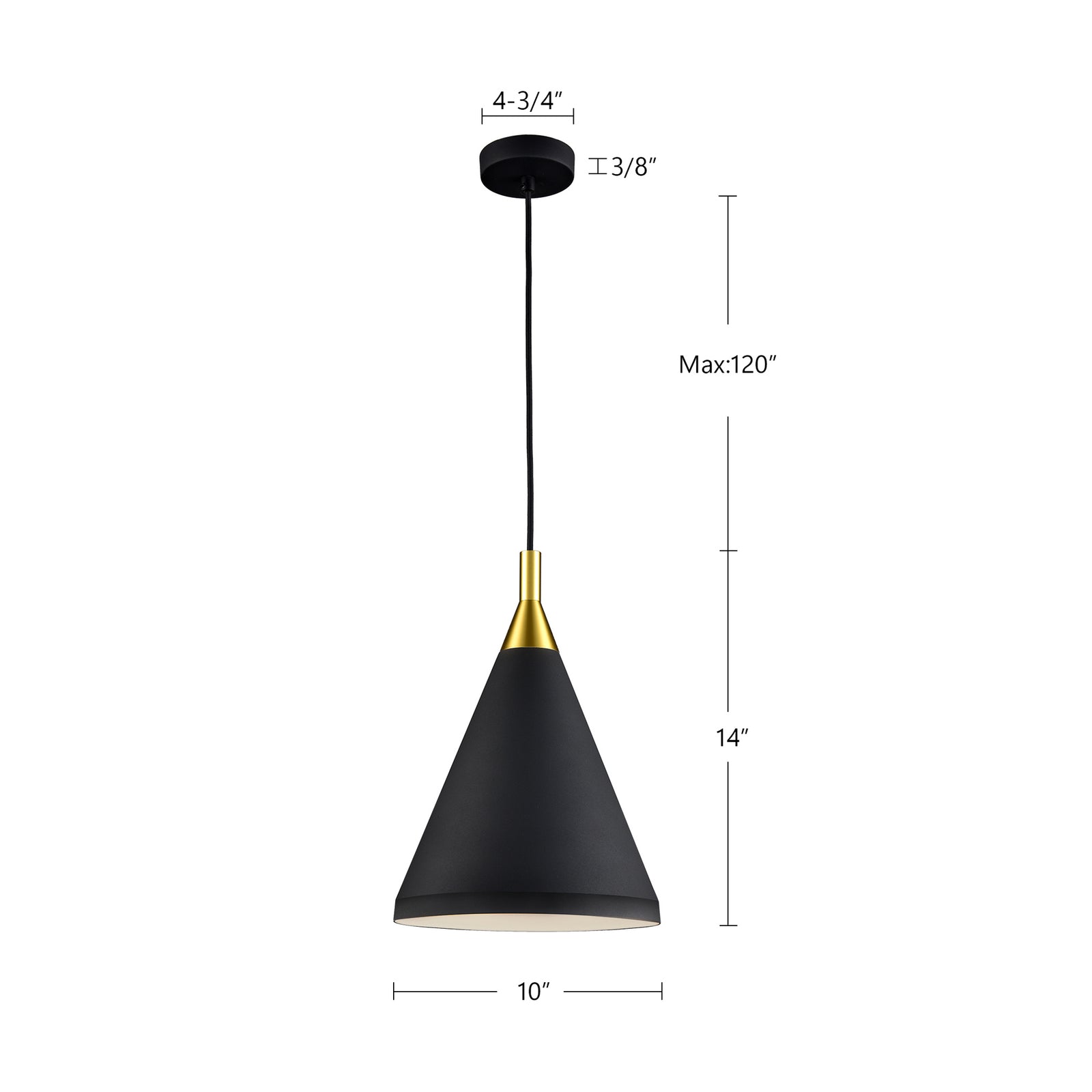 Dorothy 10-in White With Gold Detail 1 Light Pendant