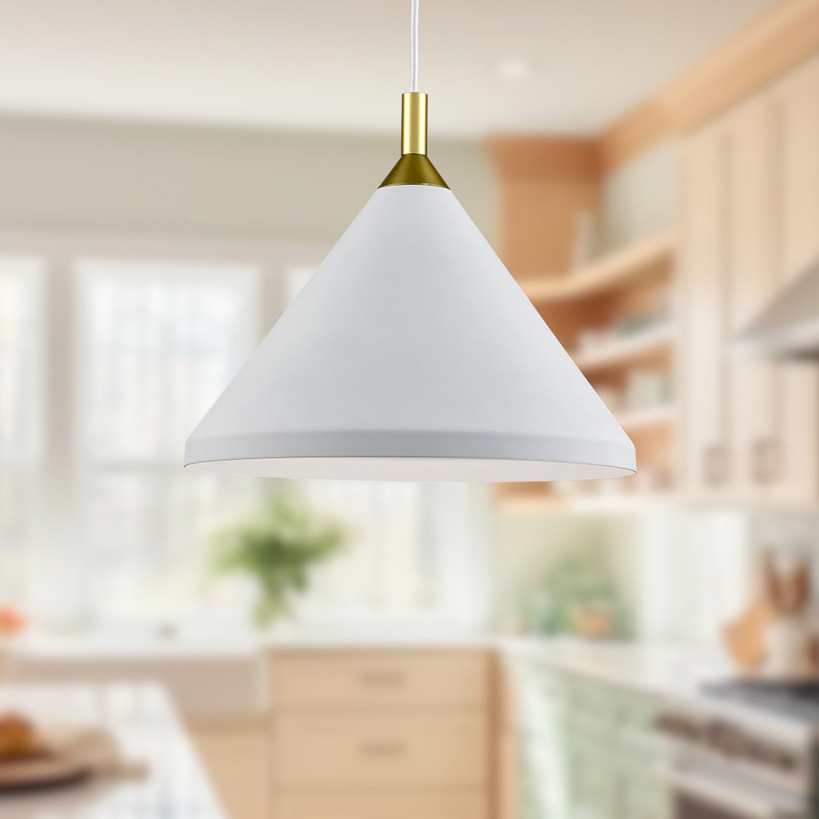 Dorothy 14-in White With Gold Detail 1 Light Pendant