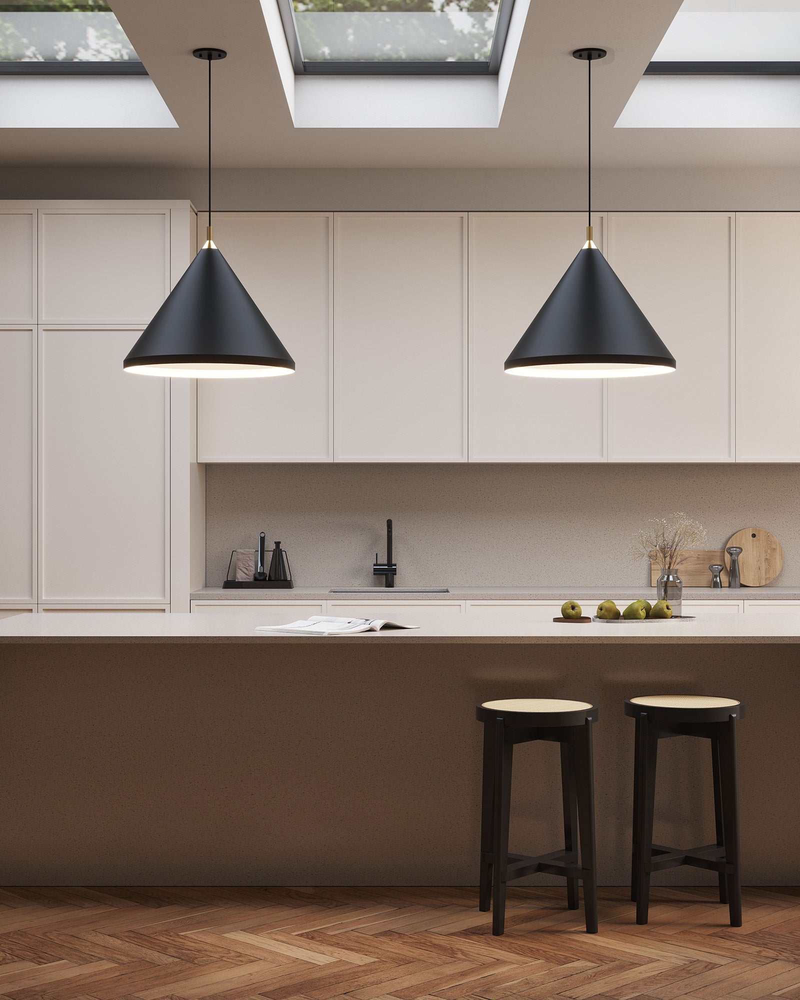 Dorothy 24-in Black With Gold Detail 1 Light Pendant