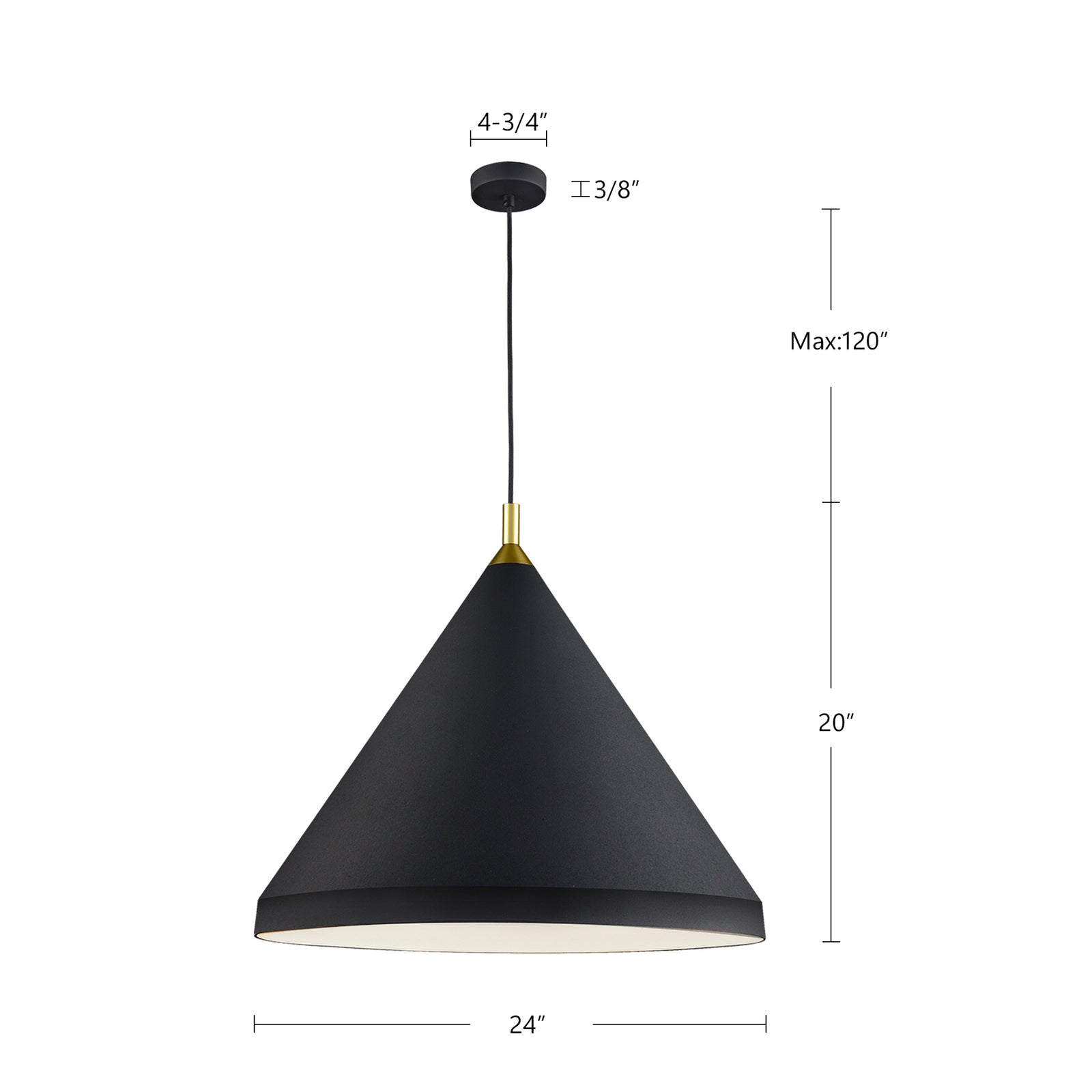Dorothy 24-in Black With Gold Detail 1 Light Pendant