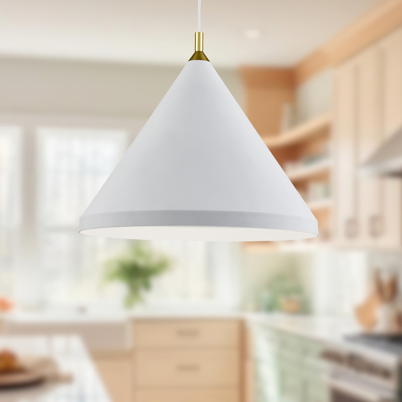 Dorothy 24-in White With Gold Detail 1 Light Pendant