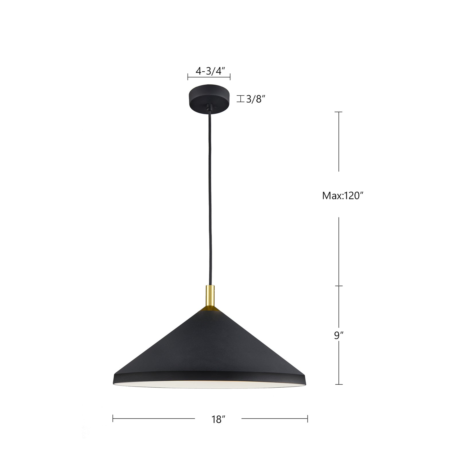 Dorothy 18-in White With Gold Detail 1 Light Pendant