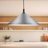 Dorothy 18-in Brushed Nickel With Black Detail 1 Light Pendant