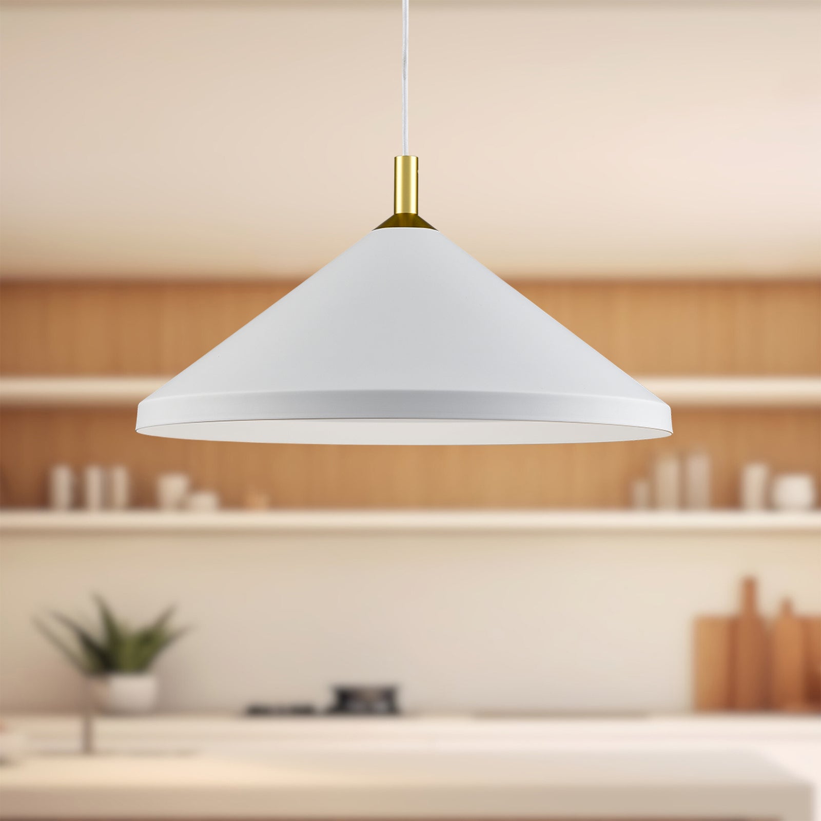 Dorothy 18-in White With Gold Detail 1 Light Pendant