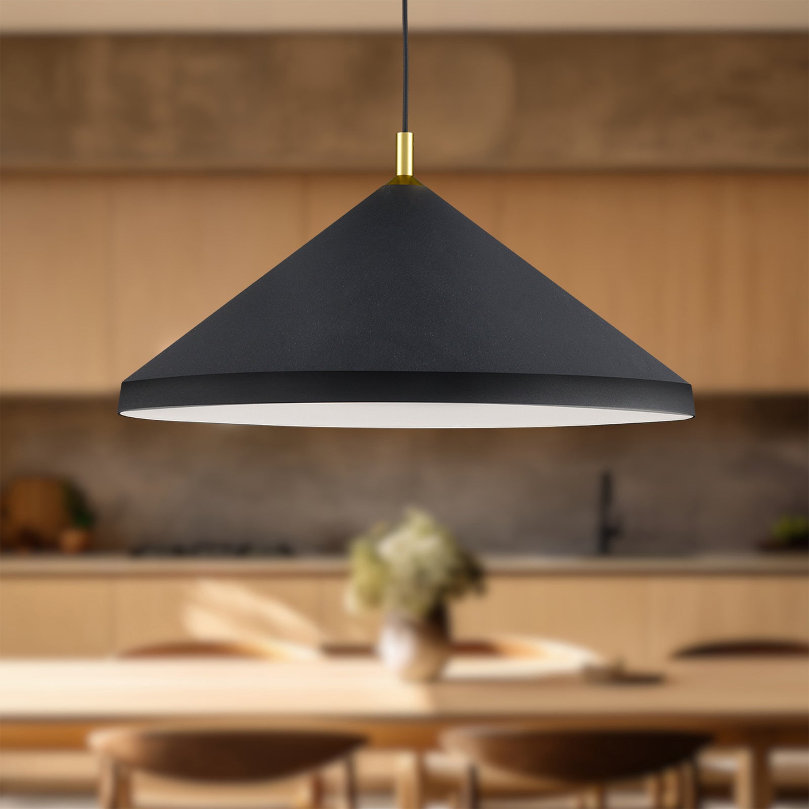 Dorothy 26-in Black With Gold Detail 1 Light Pendant