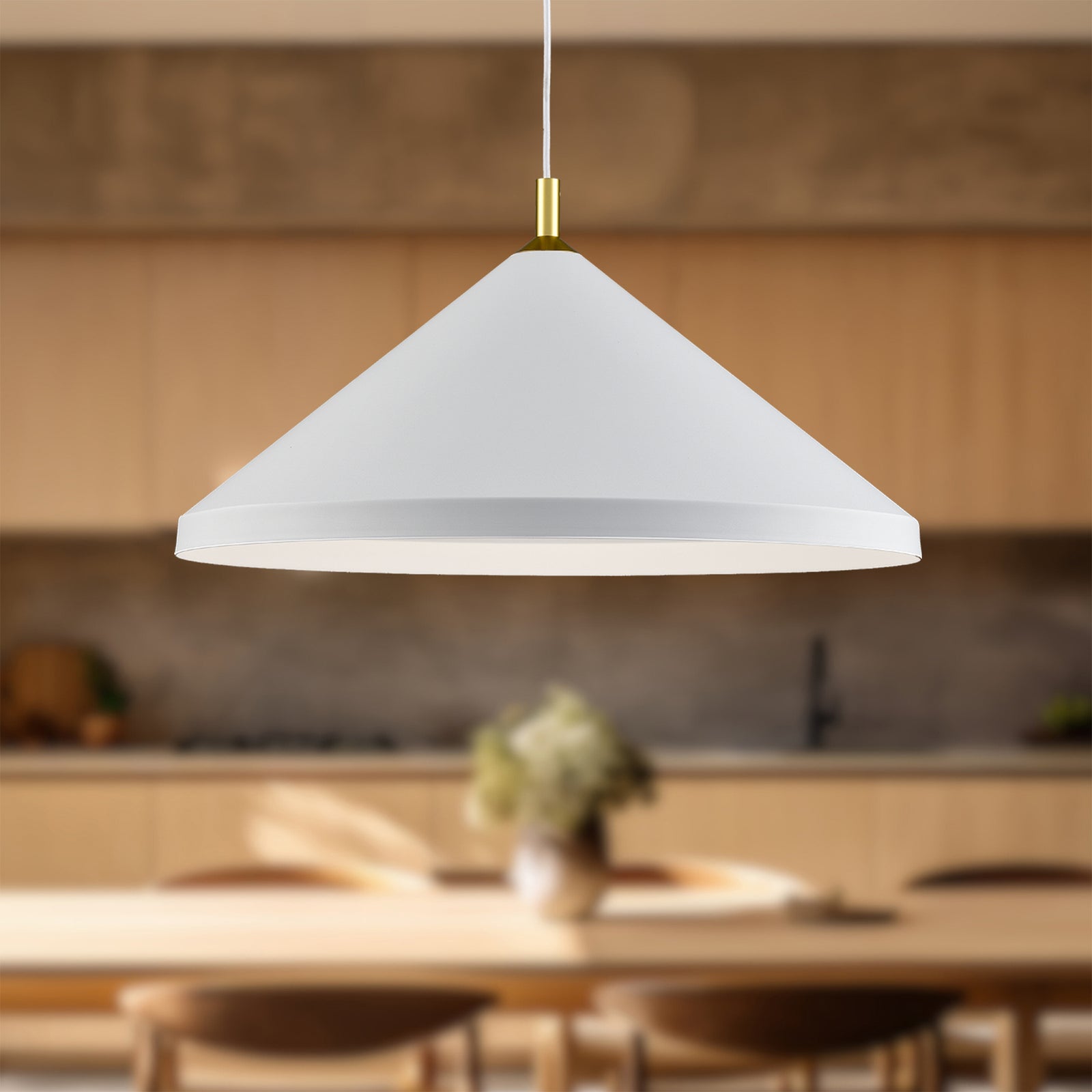 Dorothy 26-in White With Gold Detail 1 Light Pendant