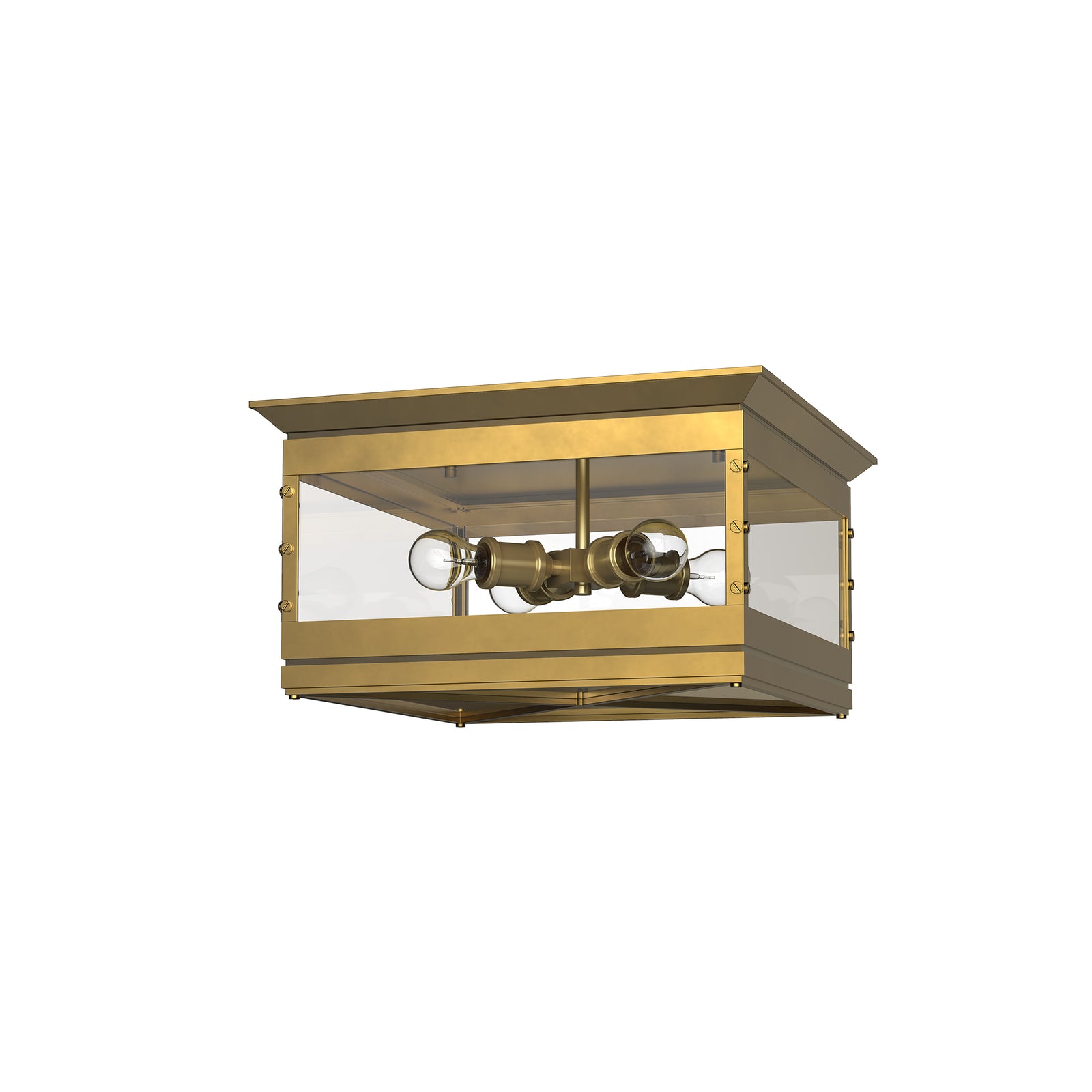 Douglas Vintage Brass 4 Lights Flush Mount