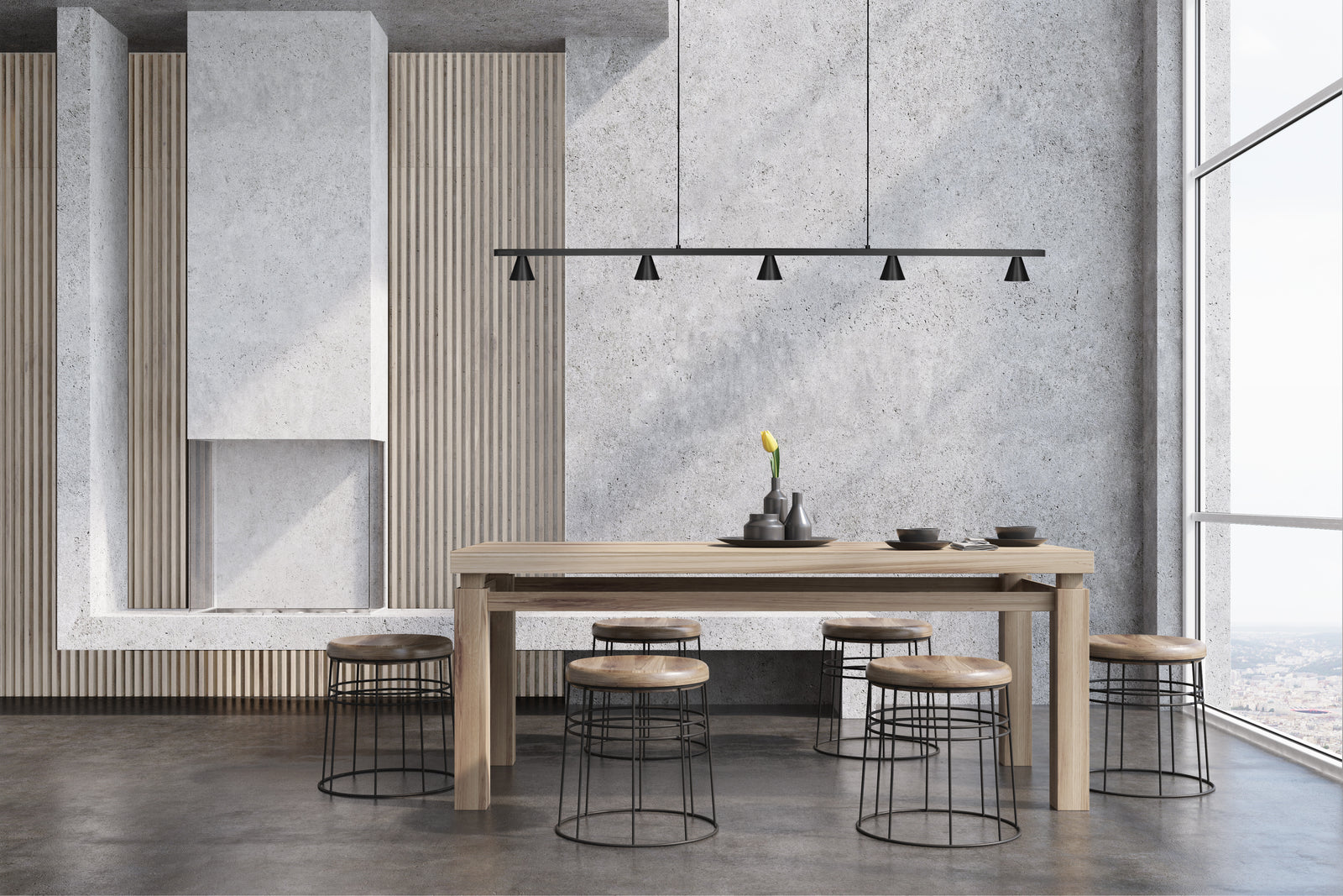 Dune 47-in Black LED Linear Pendant