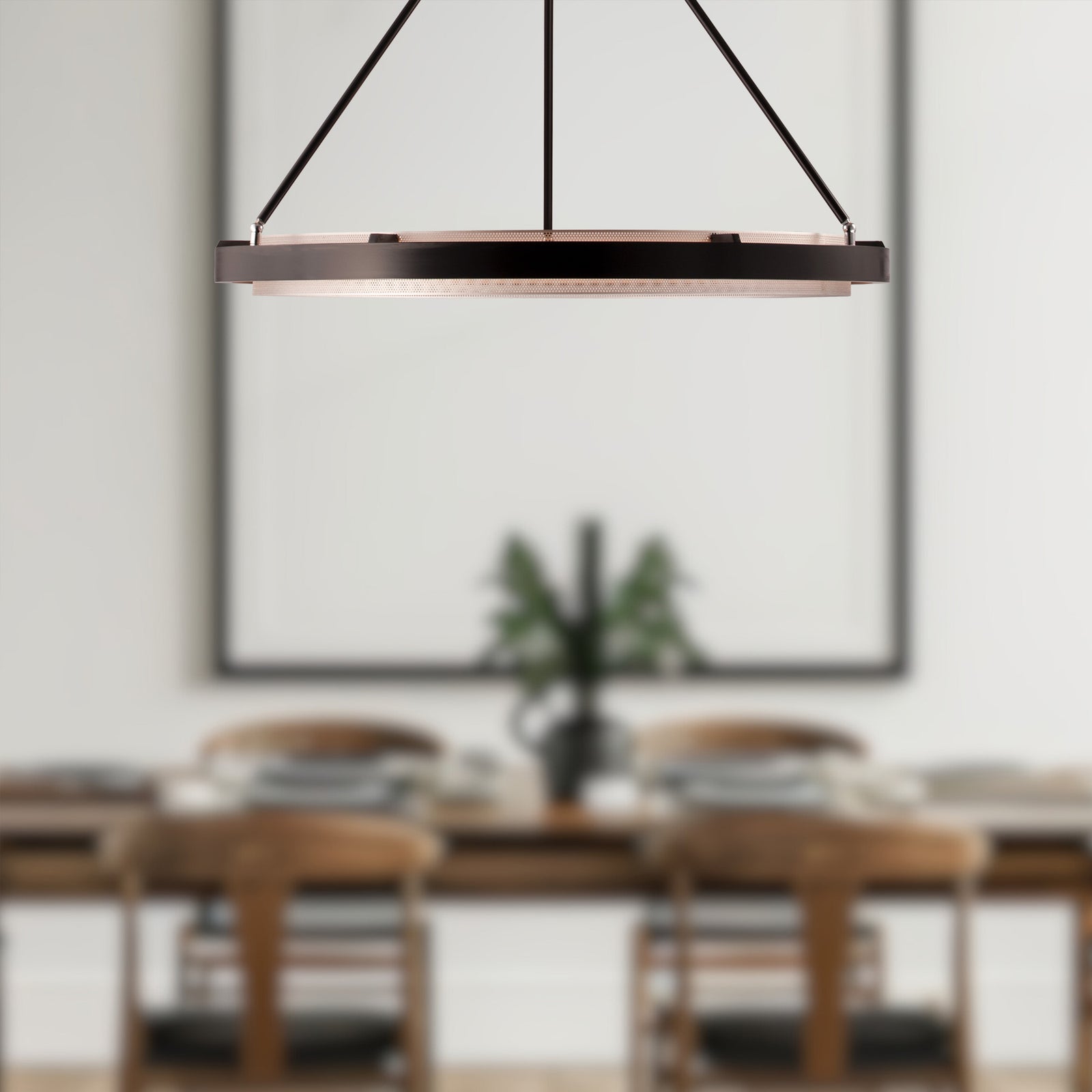 Duo 32-in Classic Black/Gold Shimmer LED Pendant