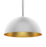 Domos 32" Large Pendant - White w/Brushed Gold Interior - Integrated LED