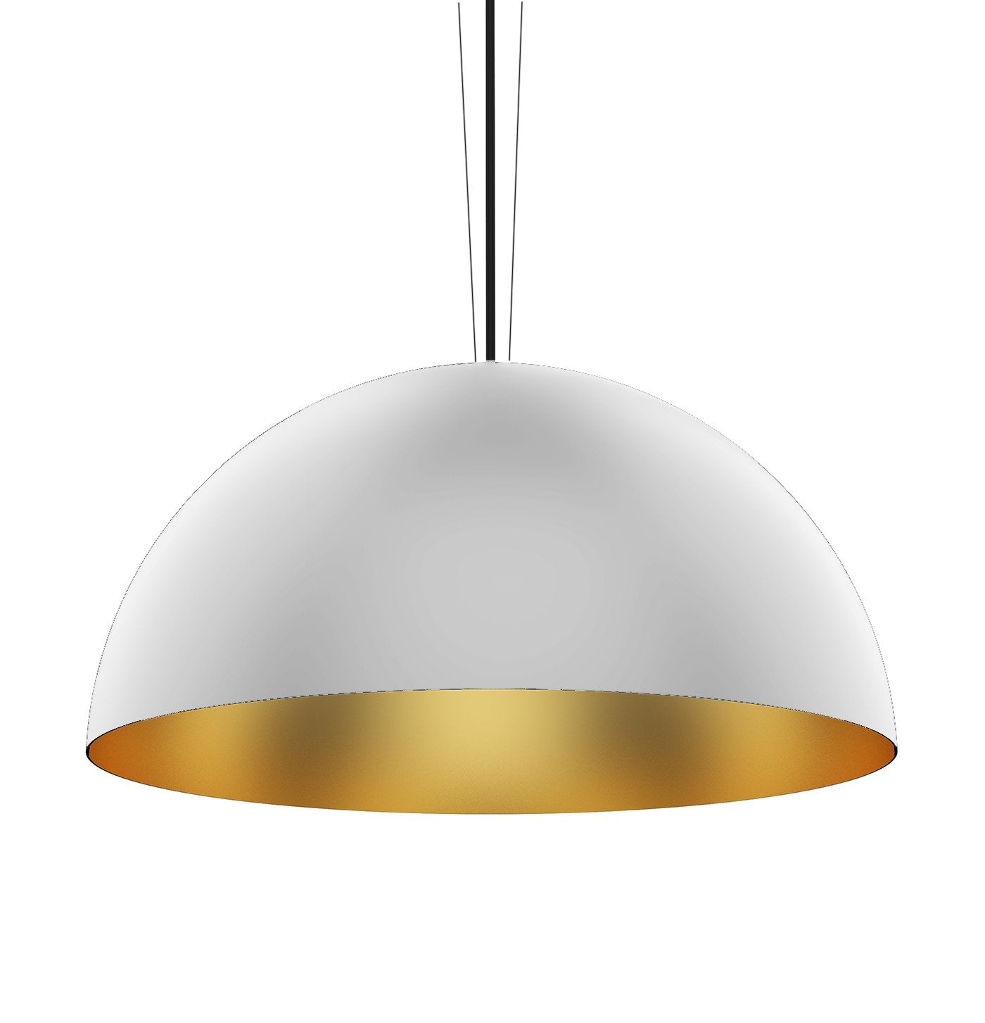 Domos 32" Large Pendant - White w/Brushed Gold Interior - Integrated LED