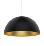 Domos 40" Large Pendant - Matte Black w/Brushed Gold Interior - E26 Socket