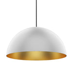 Domos 32" Large Pendant - White w/Brushed Gold Interior - E26 Socket