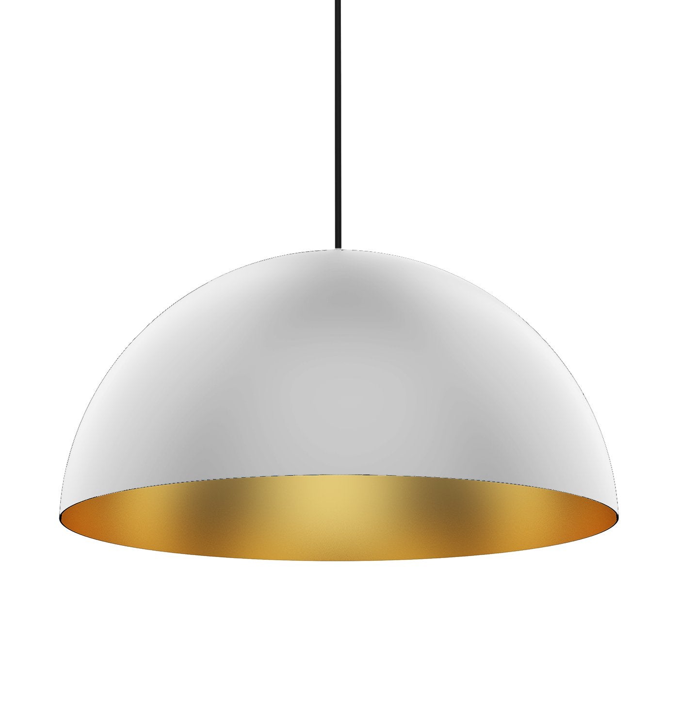 Domos 32" Large Pendant - White w/Brushed Gold Interior - E26 Socket