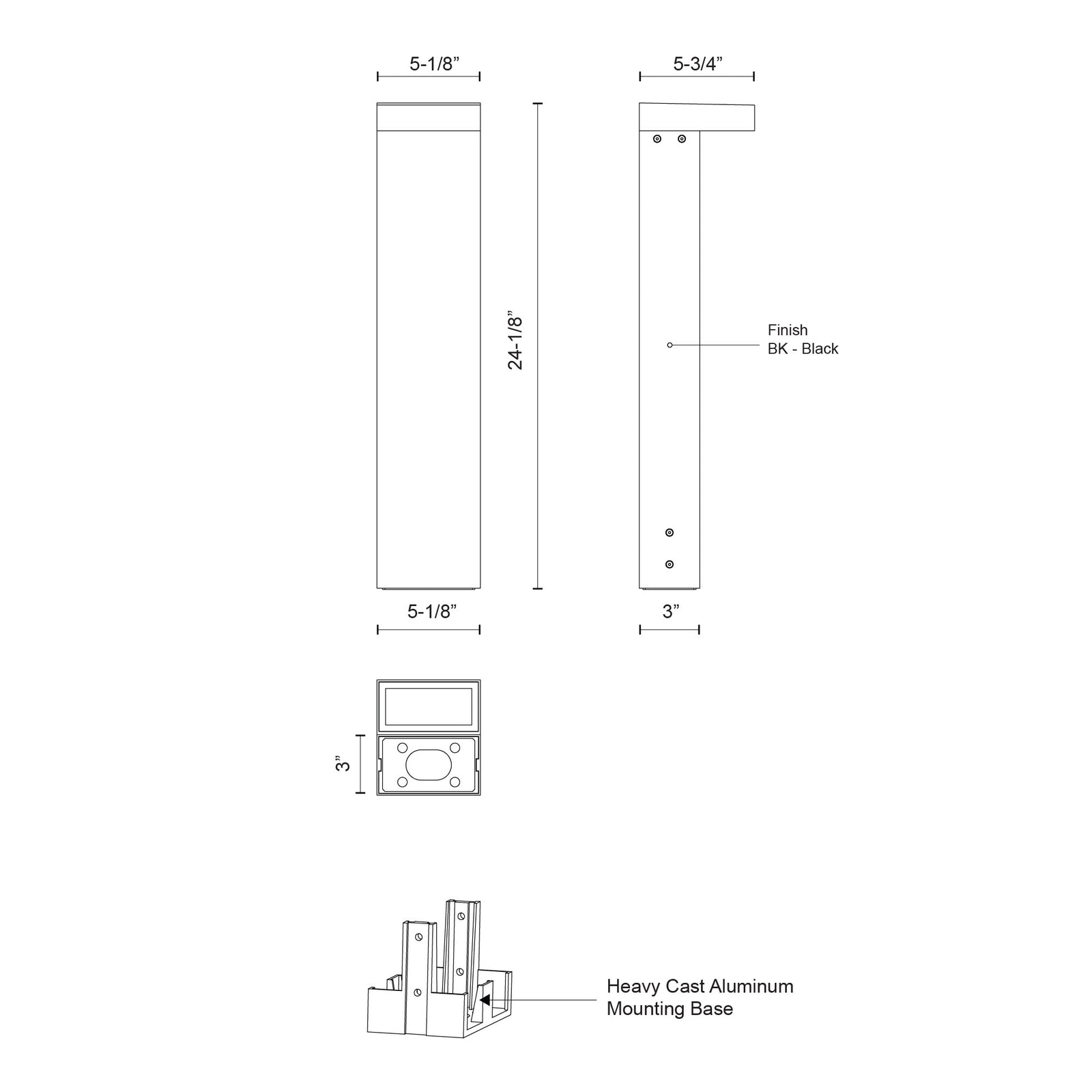 Evans 24-in Black LED Exterior Bollard