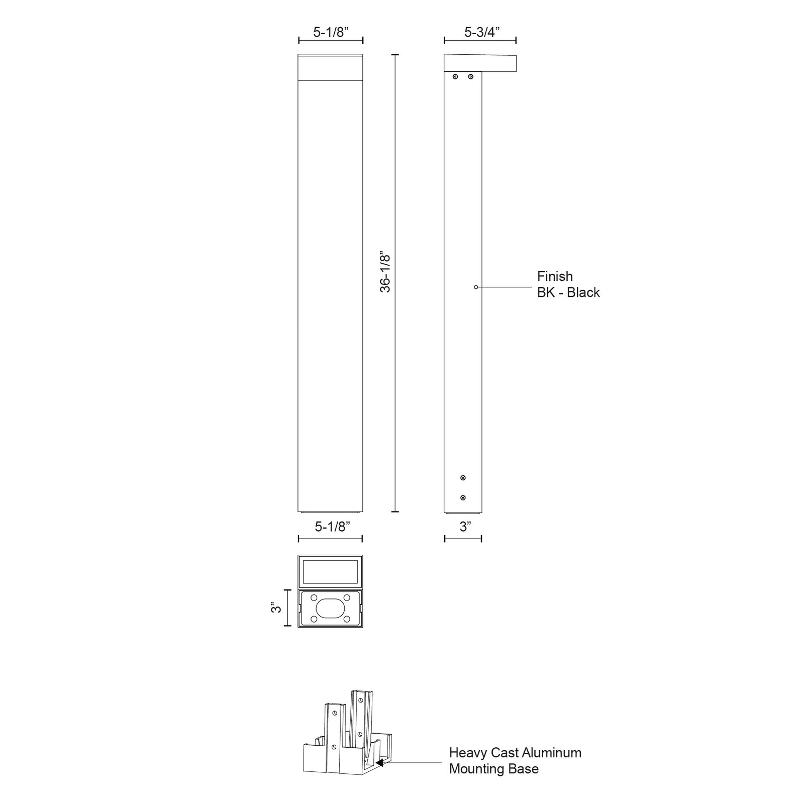 Evans 36-in Black LED Exterior Bollard