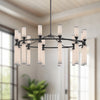 Edwin 38-in Urban Bronze/Frosted Ribbed Glass LED Chandelier