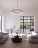 Edwin 38-in Urban Bronze/Frosted Ribbed Glass LED Chandelier