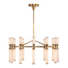 Edwin 38-in Vintage Brass/Frosted Ribbed Glass LED Chandeliers