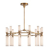 Edwin 38-in Vintage Brass/Frosted Ribbed Glass LED Chandeliers