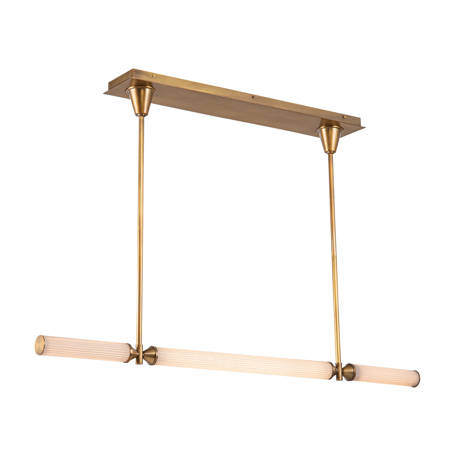 Edwin 48-in Vintage Brass/Frosted Ribbed Glass LED Linear Pendant