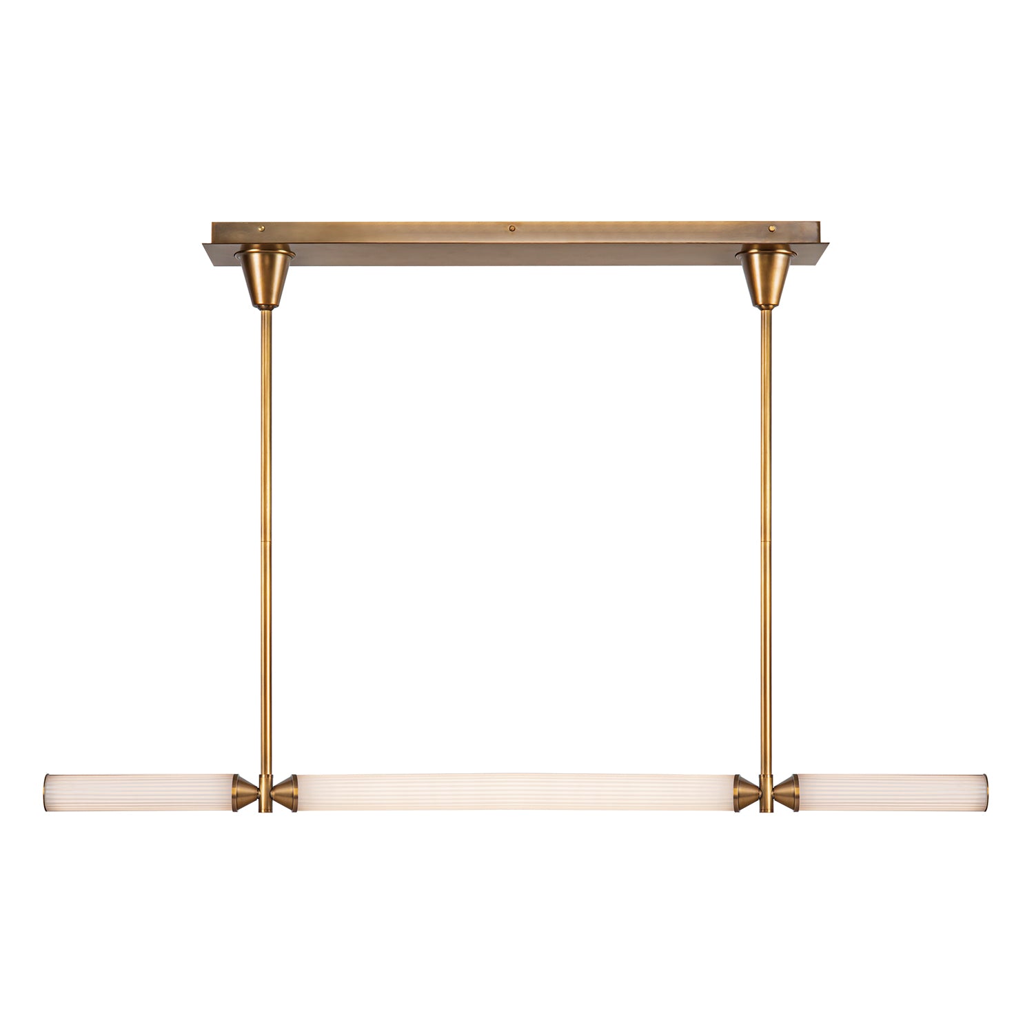 Edwin 48-in Vintage Brass/Frosted Ribbed Glass LED Linear Pendant