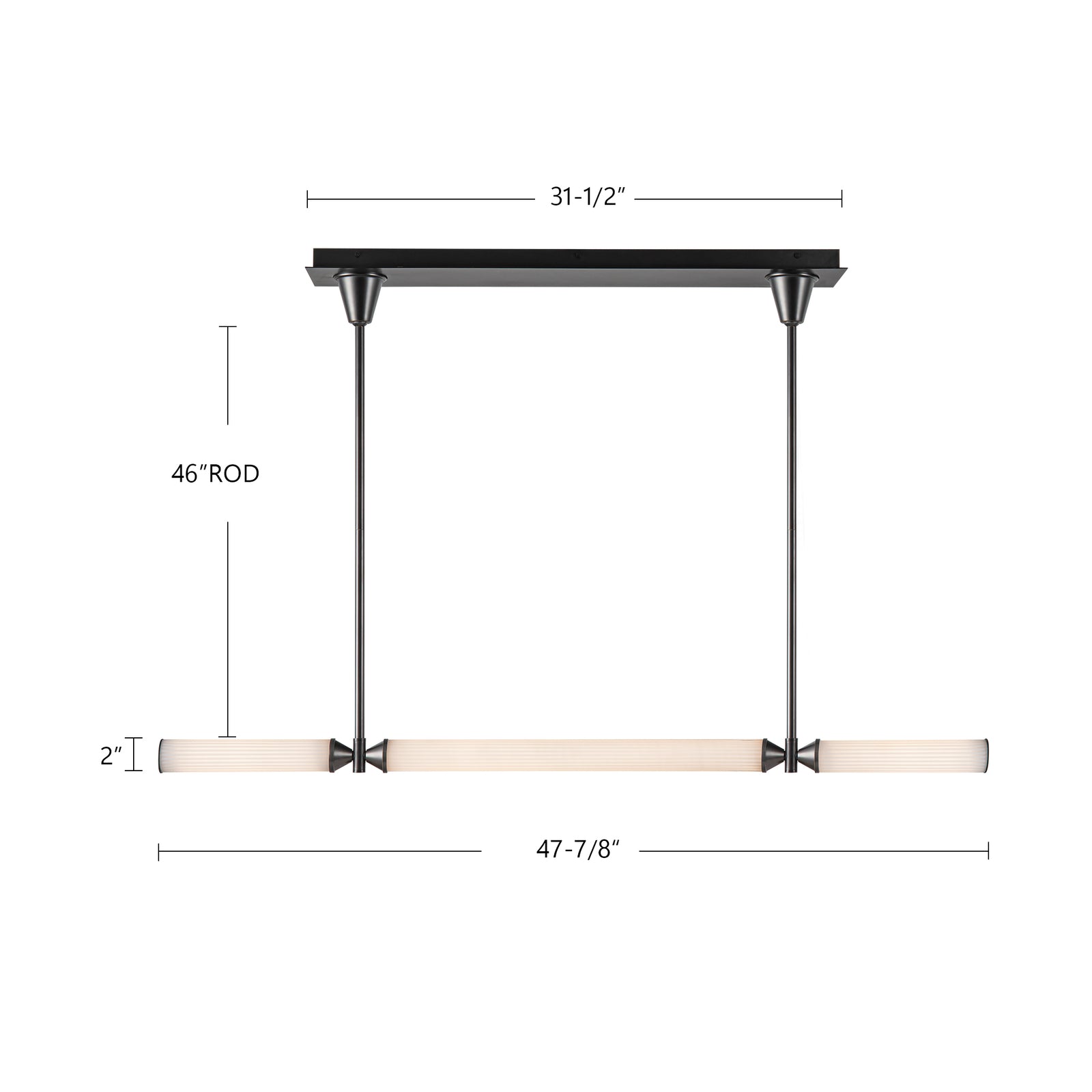 Edwin 48-in Urban Bronze/Frosted Ribbed Glass LED Linear Pendant