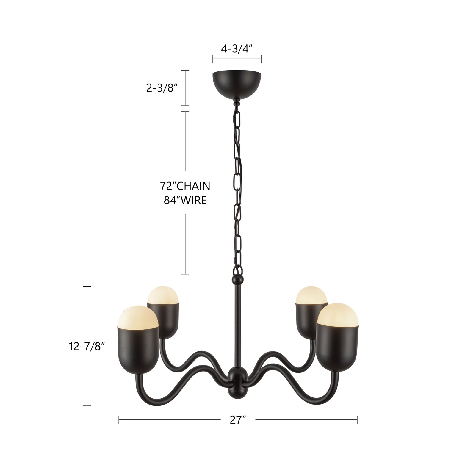 Effie 27-in Antique White/Opal Glass Socket Chandelier