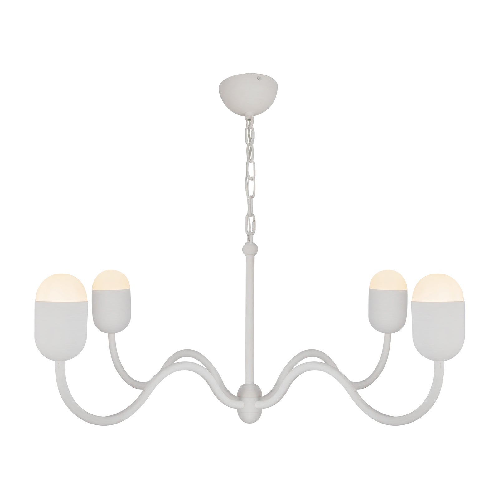 Effie 39-in Antique White/Opal Glass Socket Chandelier