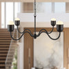 Effie 39-in Matte Black/Opal Glass Socket Chandelier