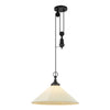 Ellen 20-in Matte Black/White Linen Socket Pendant