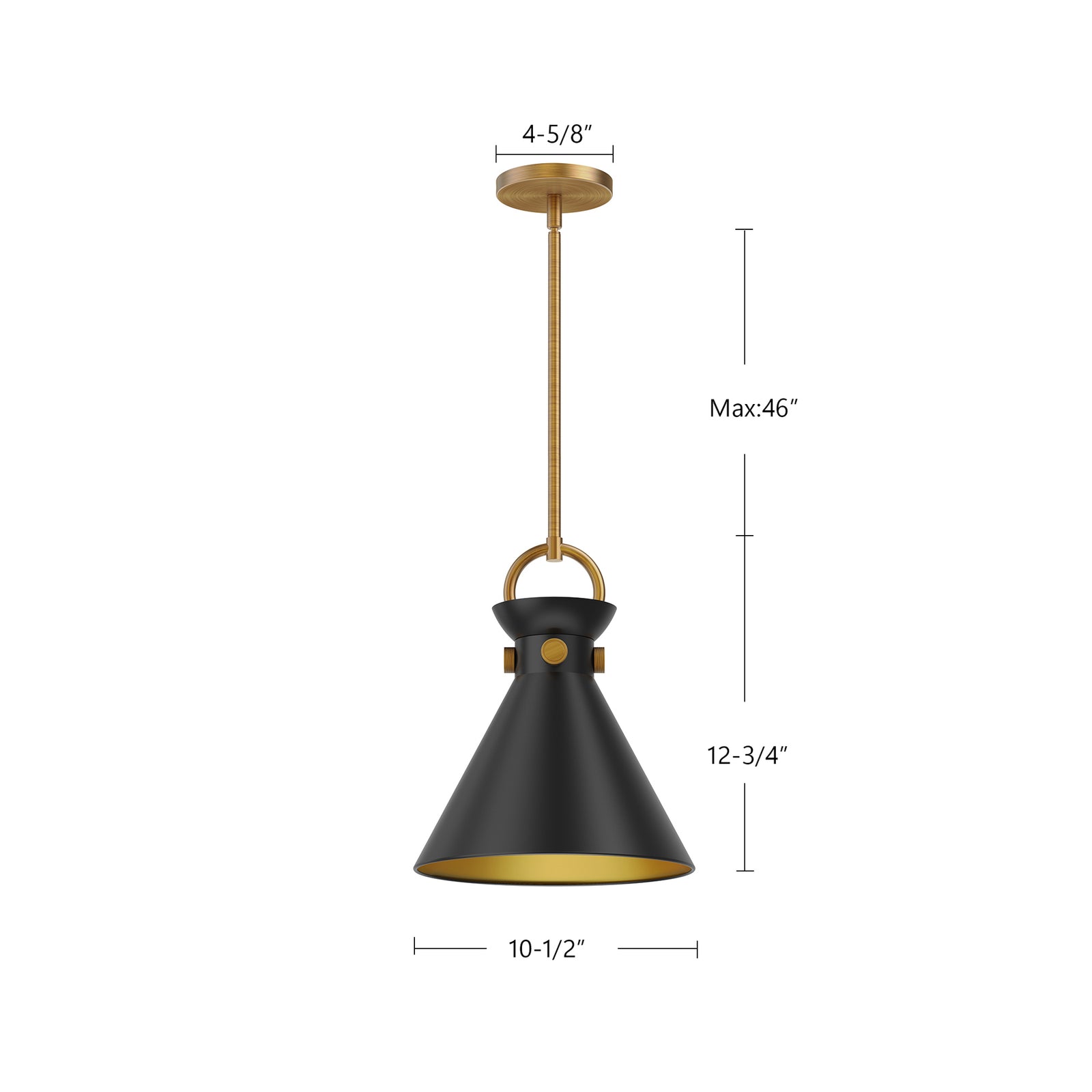 Emerson 11-in Aged Gold/Matte Black 1 Light Pendant