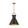 Emerson 14-in Aged Gold/Matte Black 1 Light Pendant
