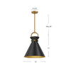 Emerson 14-in Matte Black/Aged Gold 1 Light Pendant