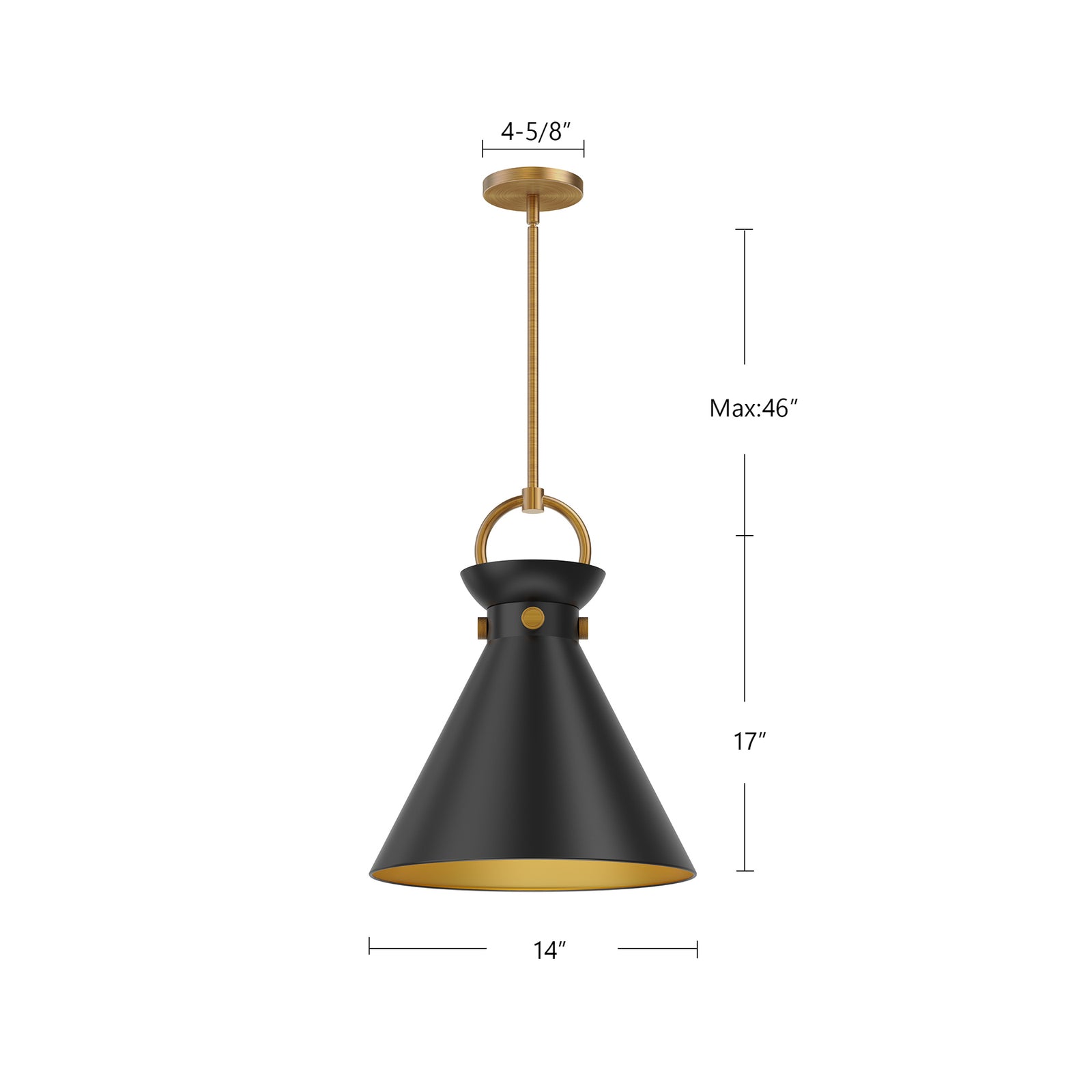 Emerson 14-in Matte Black/Aged Gold 1 Light Pendant