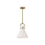 Emerson 11-in Aged Gold/Glossy Opal Glass 1 Light Pendant