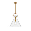 Emerson 14-in Aged Gold/Clear 1 Light Pendant