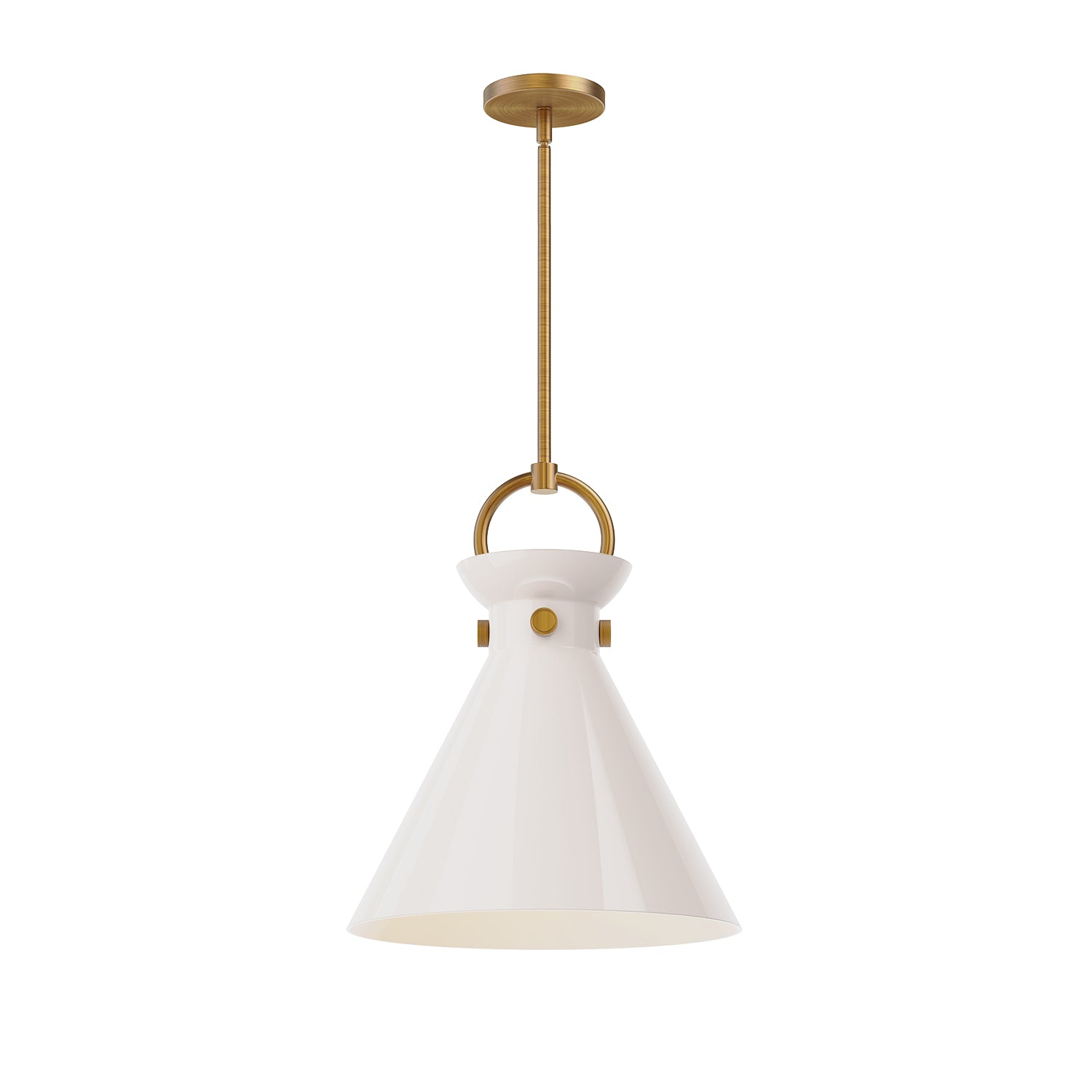 Emerson 14-in Aged Gold/Glossy Opal Glass 1 Light Pendant