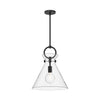 Emerson 14-in Matte Black/Clear Glass 1 Light Pendant