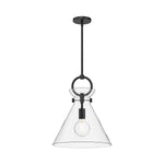 Emerson 14-in Matte Black/Clear Glass 1 Light Pendant