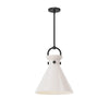 Emerson 14-in Matte Black/Glossy Opal Glass 1 Light Pendant