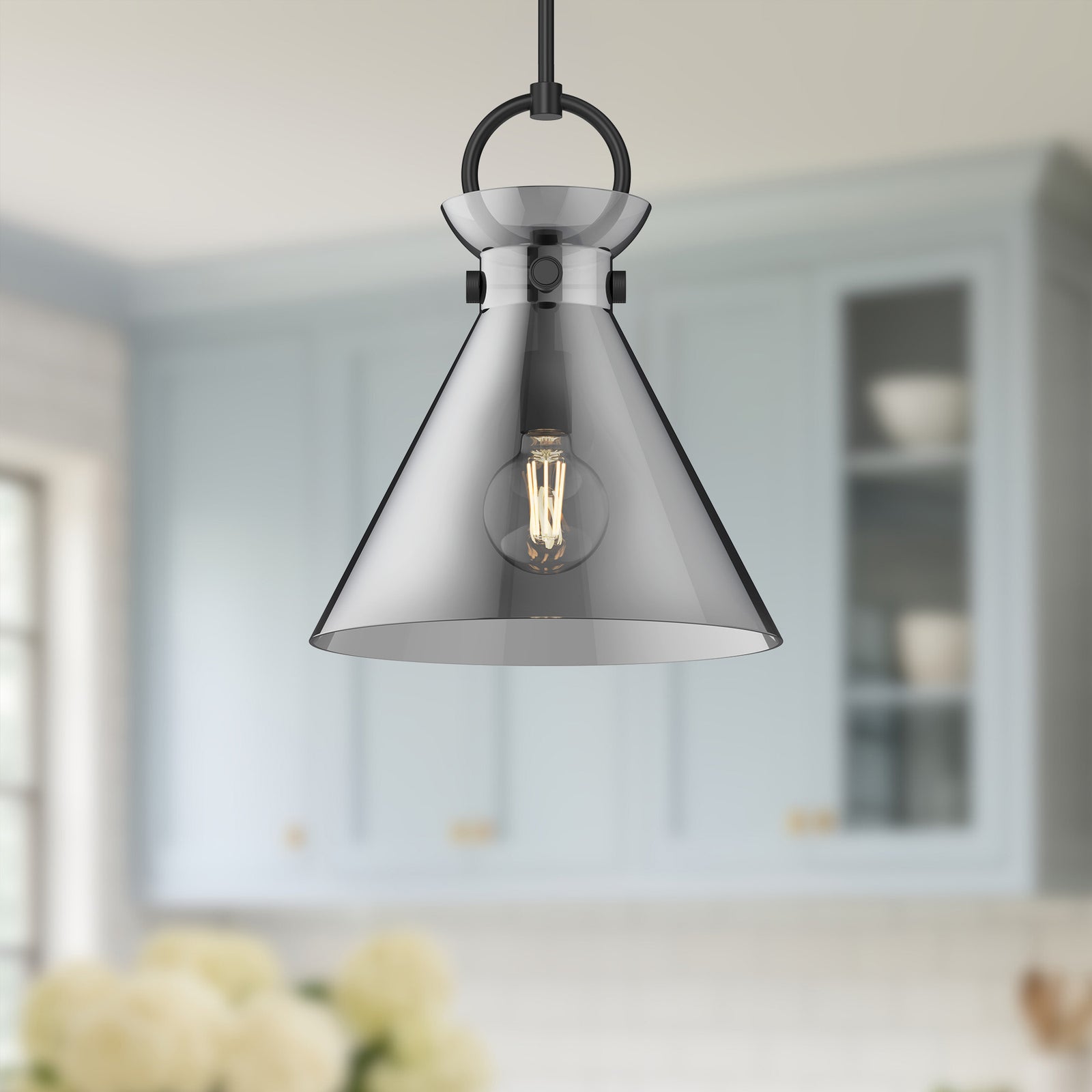 Emerson 14-in Matte Black/Smoked 1 Light Pendant