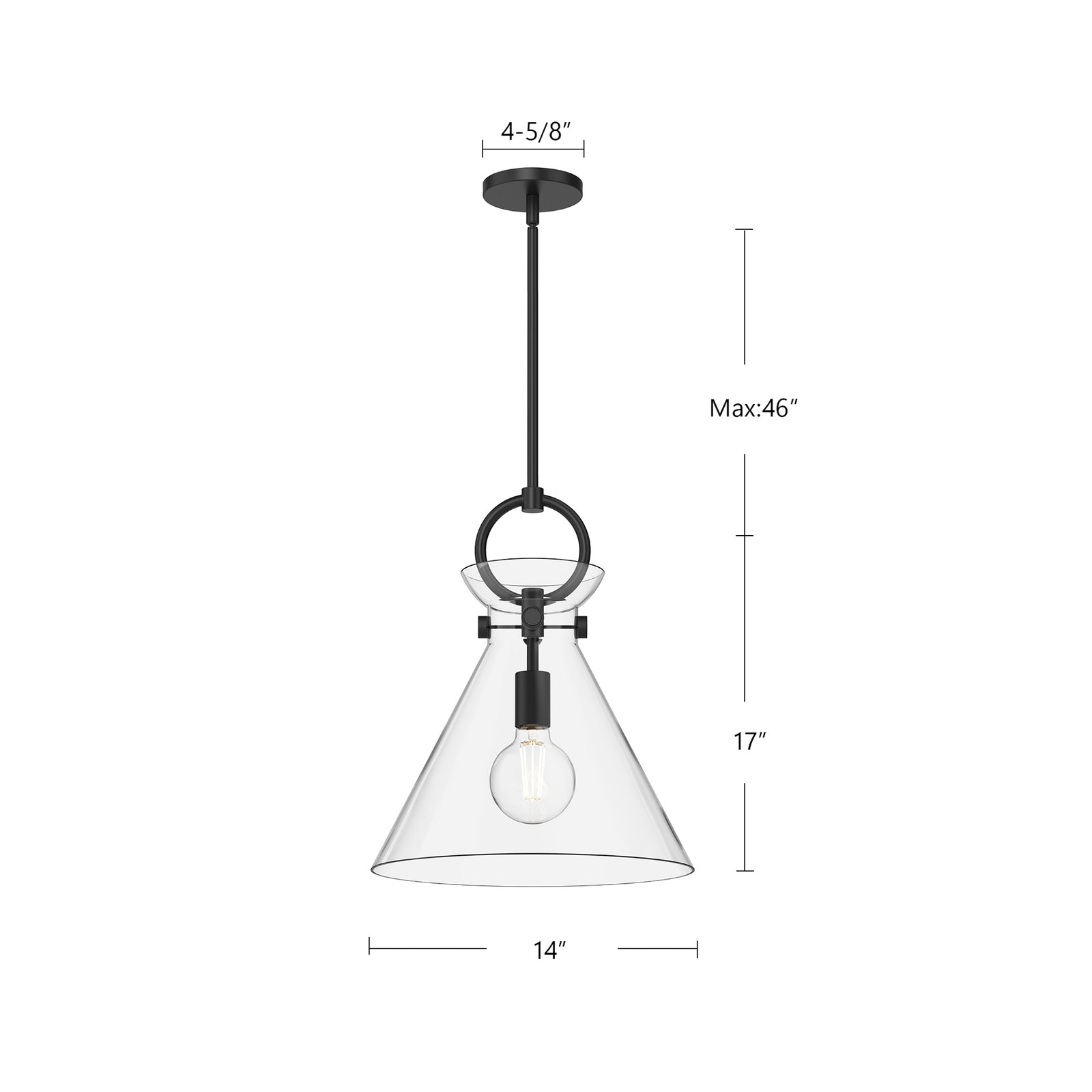 Emerson 14-in Matte Black/Smoked 1 Light Pendant