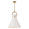 Emerson 18-in Aged Gold/Glossy Opal Glass 1 Light Pendant