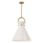 Emerson 18-in Aged Gold/Glossy Opal Glass 1 Light Pendant