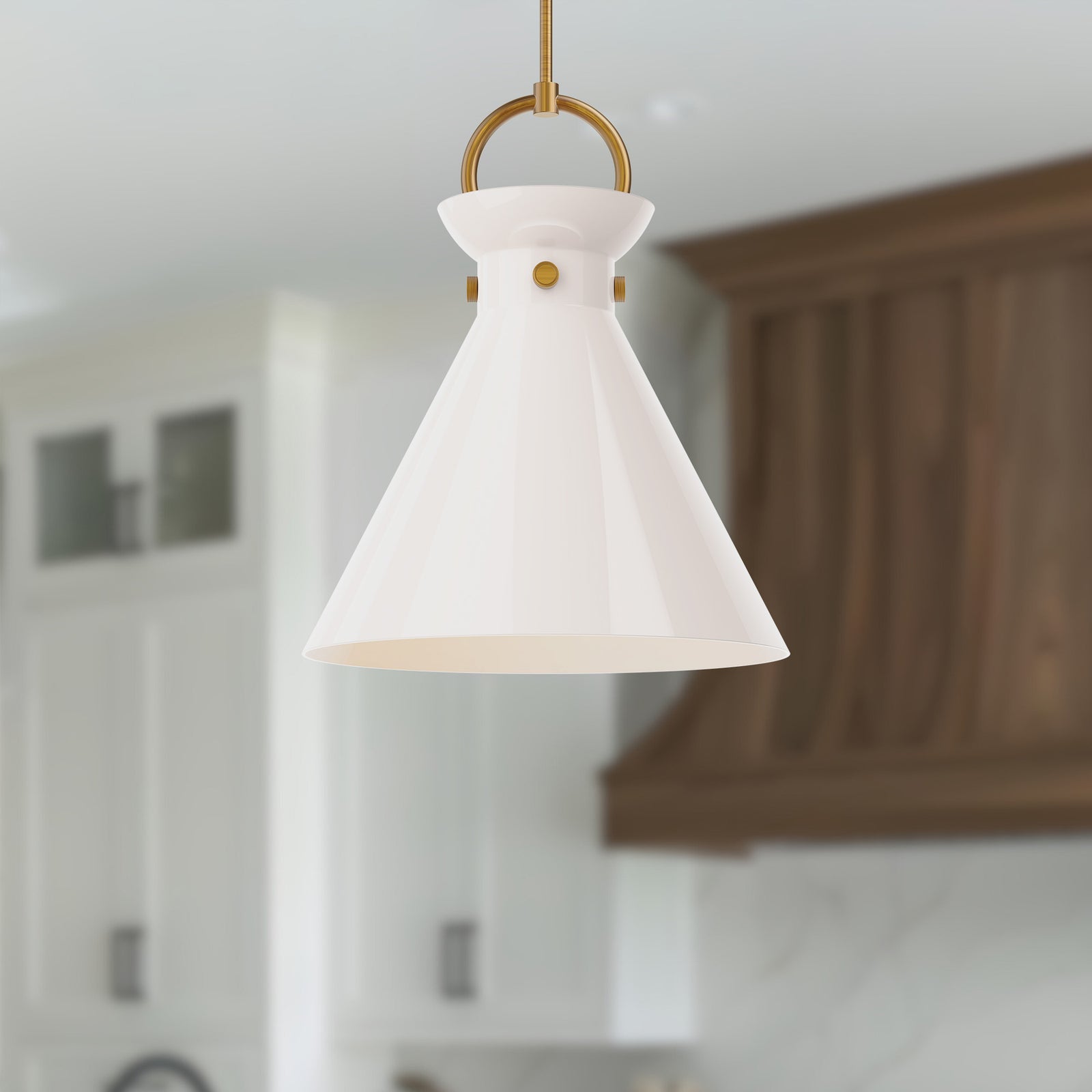 Emerson 18-in Aged Gold/Glossy Opal Glass 1 Light Pendant