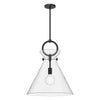 Emerson 18-in Matte Black/Clear Glass 1 Light Pendant