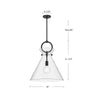 Emerson 18-in Matte Black/Clear Glass 1 Light Pendant
