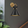 Emerson 9-in Aged Gold/Matte Black 1 Light Wall/Vanity
